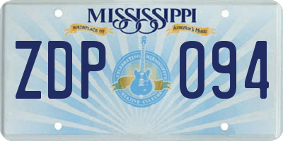 MS license plate ZDP094
