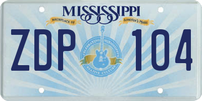 MS license plate ZDP104
