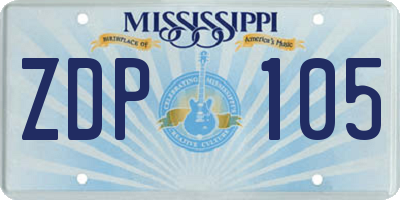 MS license plate ZDP105