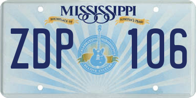 MS license plate ZDP106