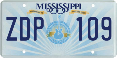 MS license plate ZDP109