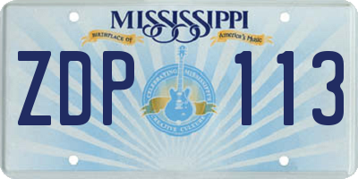 MS license plate ZDP113