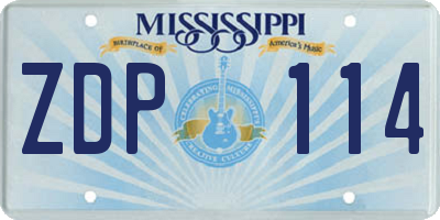 MS license plate ZDP114