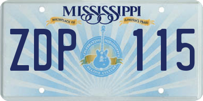 MS license plate ZDP115