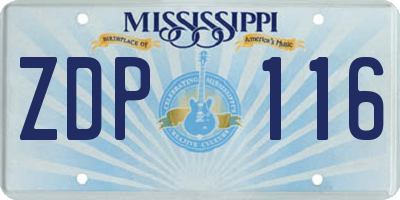 MS license plate ZDP116