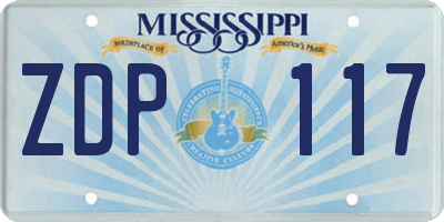 MS license plate ZDP117