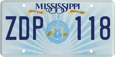 MS license plate ZDP118