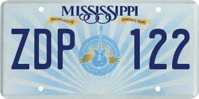 MS license plate ZDP122