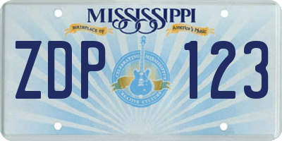 MS license plate ZDP123