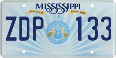 MS license plate ZDP133