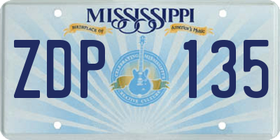 MS license plate ZDP135