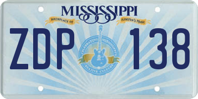 MS license plate ZDP138