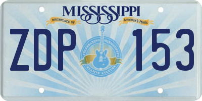 MS license plate ZDP153
