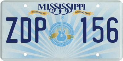 MS license plate ZDP156