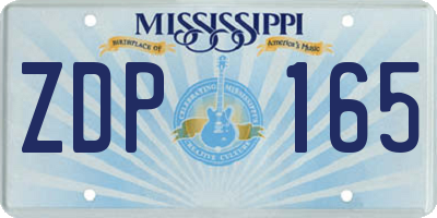 MS license plate ZDP165