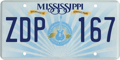MS license plate ZDP167