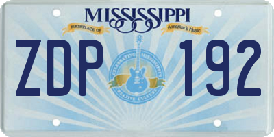 MS license plate ZDP192