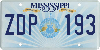 MS license plate ZDP193