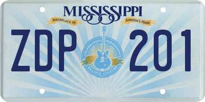 MS license plate ZDP201