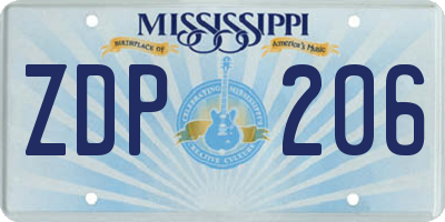 MS license plate ZDP206