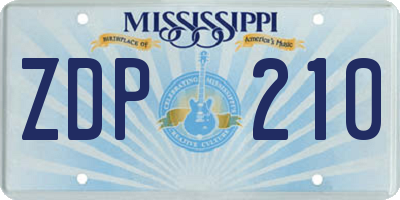 MS license plate ZDP210