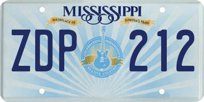MS license plate ZDP212