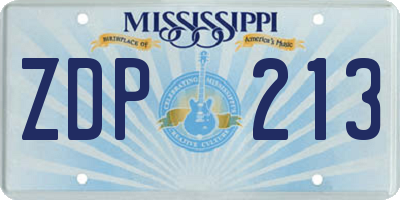 MS license plate ZDP213