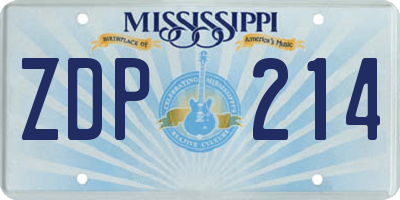 MS license plate ZDP214