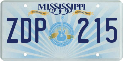 MS license plate ZDP215