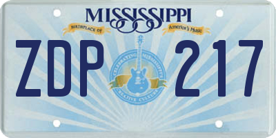 MS license plate ZDP217