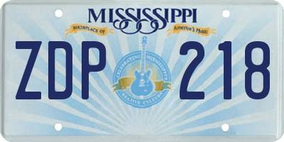 MS license plate ZDP218