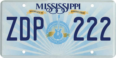 MS license plate ZDP222
