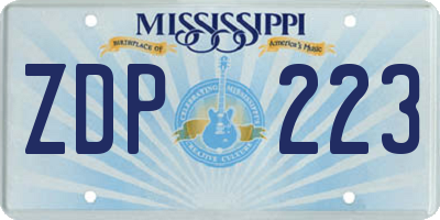 MS license plate ZDP223