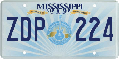 MS license plate ZDP224