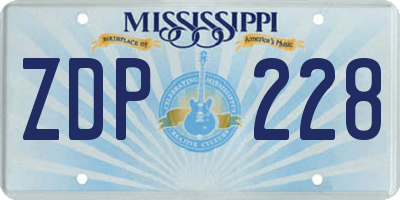 MS license plate ZDP228