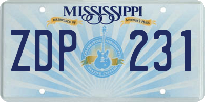 MS license plate ZDP231