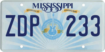 MS license plate ZDP233