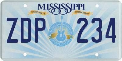 MS license plate ZDP234