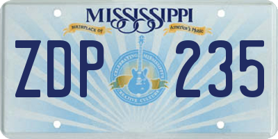 MS license plate ZDP235