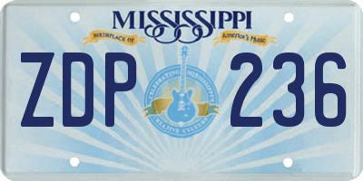 MS license plate ZDP236