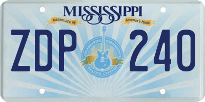MS license plate ZDP240