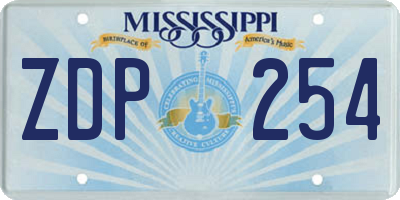 MS license plate ZDP254