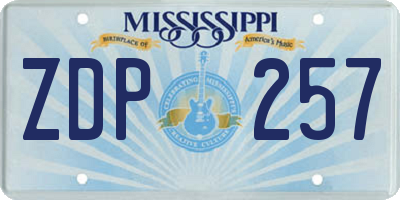 MS license plate ZDP257