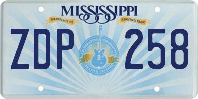 MS license plate ZDP258