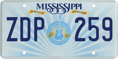 MS license plate ZDP259