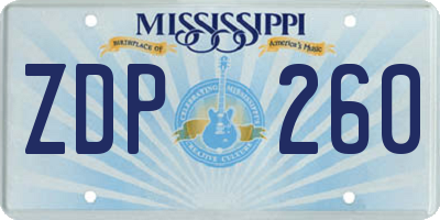 MS license plate ZDP260