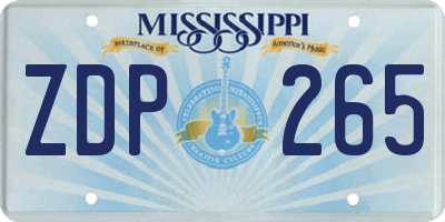 MS license plate ZDP265