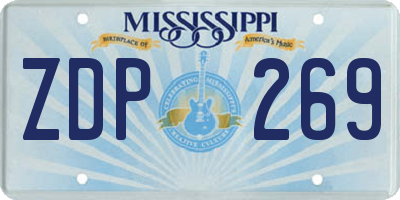 MS license plate ZDP269