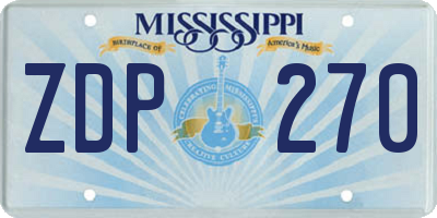 MS license plate ZDP270