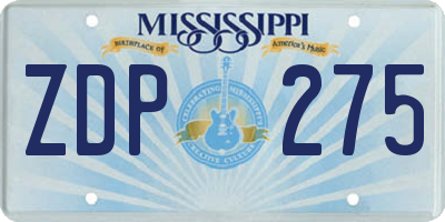 MS license plate ZDP275